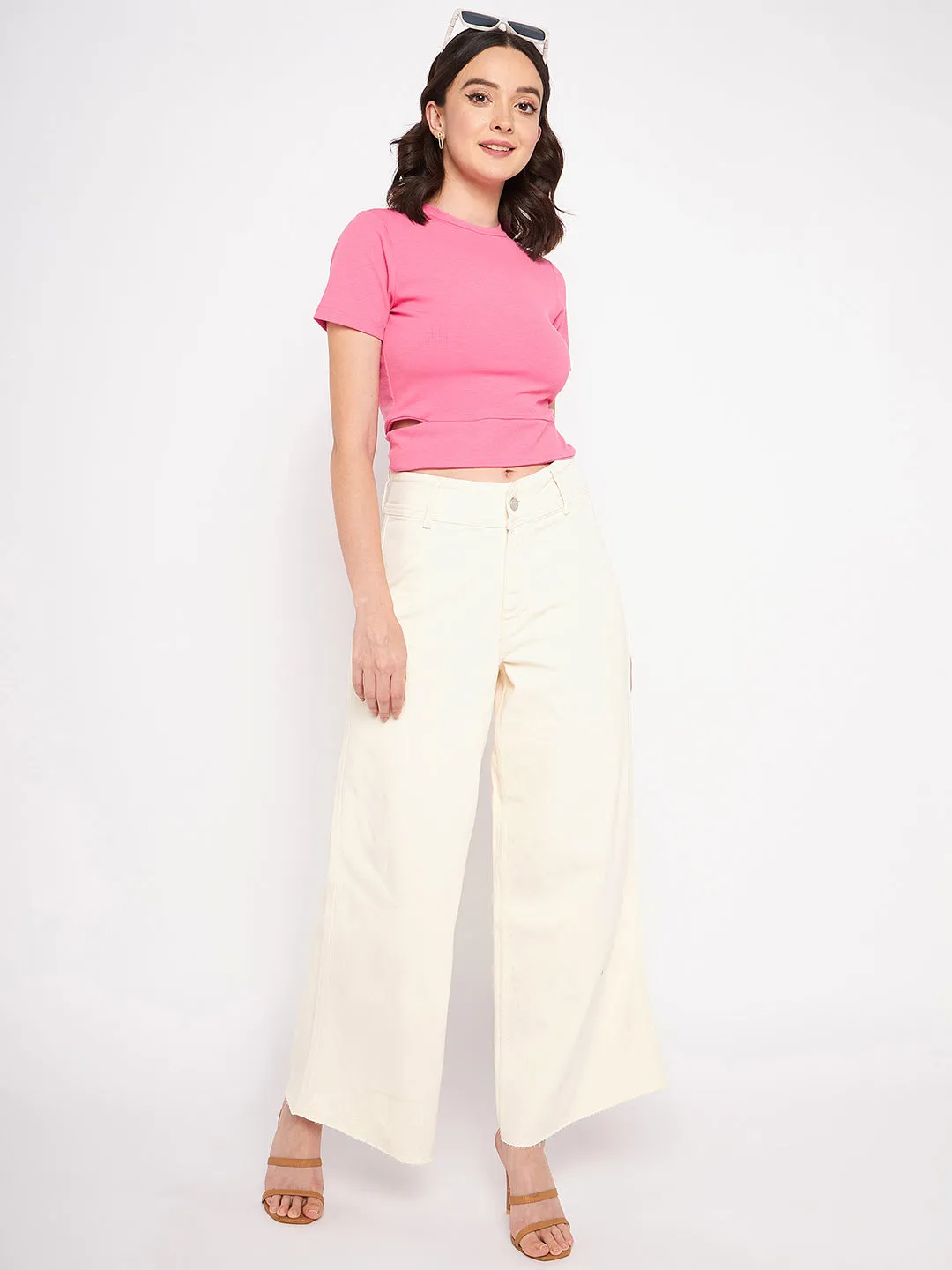 Madame Ivory Flared Cotton  Pants