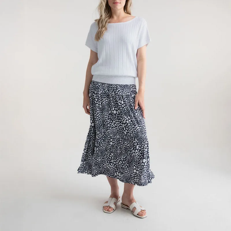 MARBLE Easy Flowing Midi Skirt in Black Combo