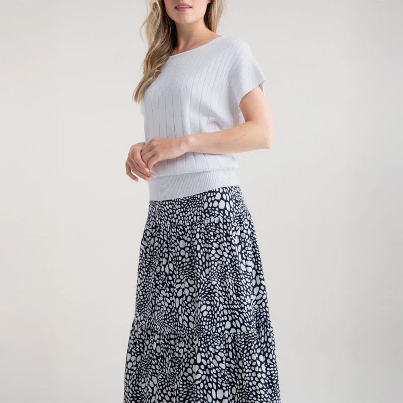 MARBLE Easy Flowing Midi Skirt in Black Combo