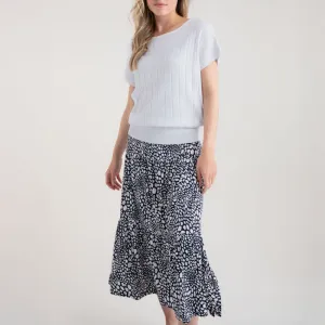 MARBLE Easy Flowing Midi Skirt in Black Combo