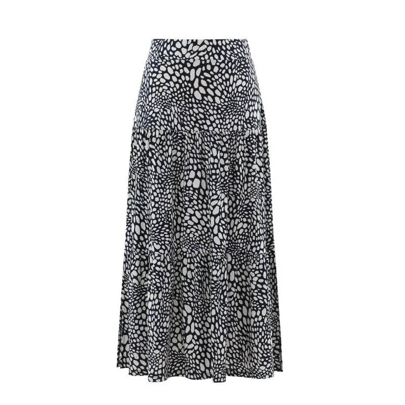 MARBLE Easy Flowing Midi Skirt in Black Combo