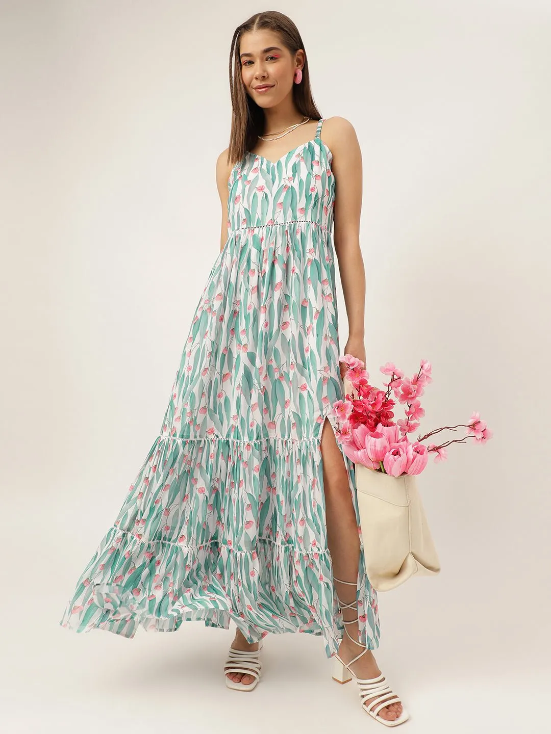 Masakali.co dresses for Women western wear Sky Floral Maxi Dress