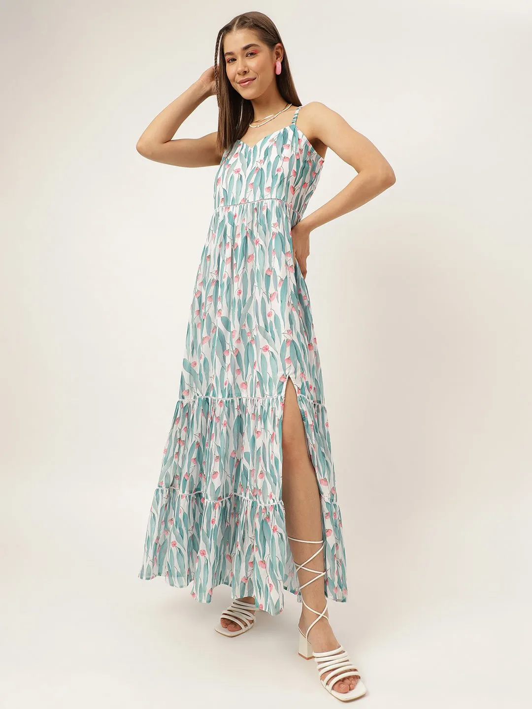 Masakali.co dresses for Women western wear Sky Floral Maxi Dress