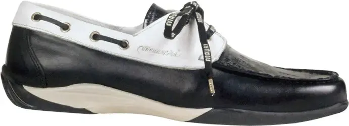 Mauri Rowing 9175 Black/White Nappa Leather/Baby Crocodile Loafer Shoes