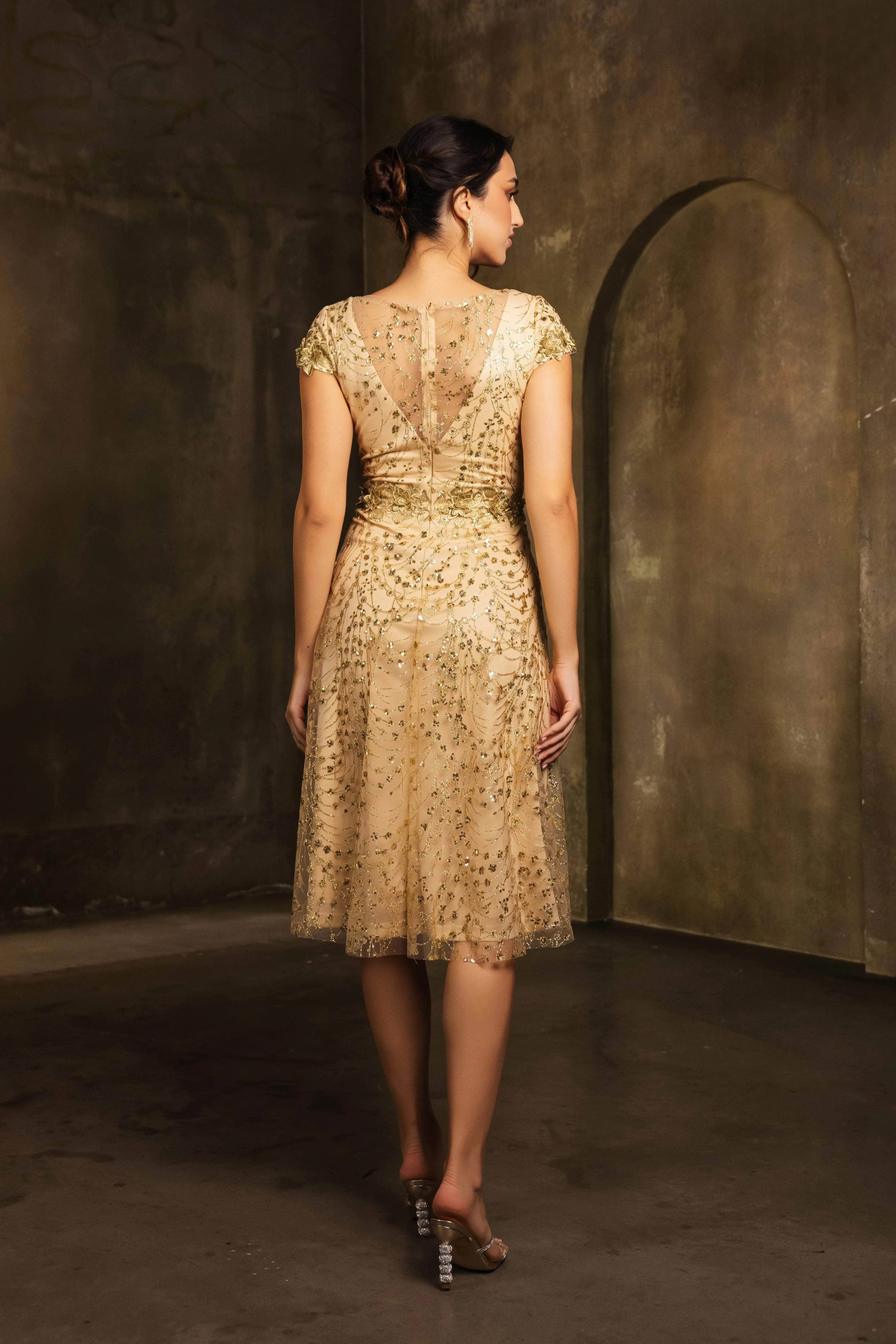 May Queen MQ2162 - Tea-Length Embroidered A-Line Dress