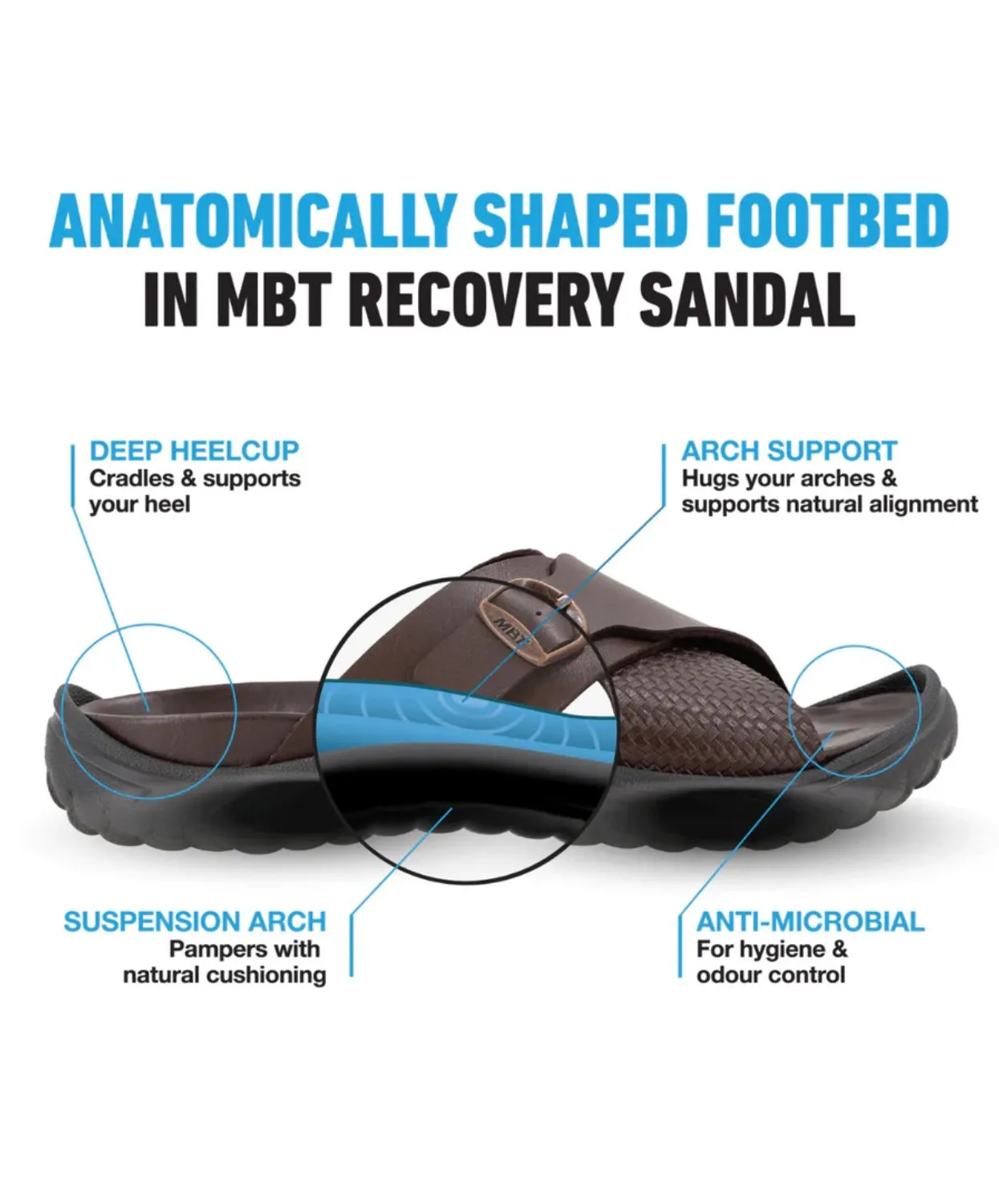 MBT Nagano Dark Brown Mens Recovery Sandals