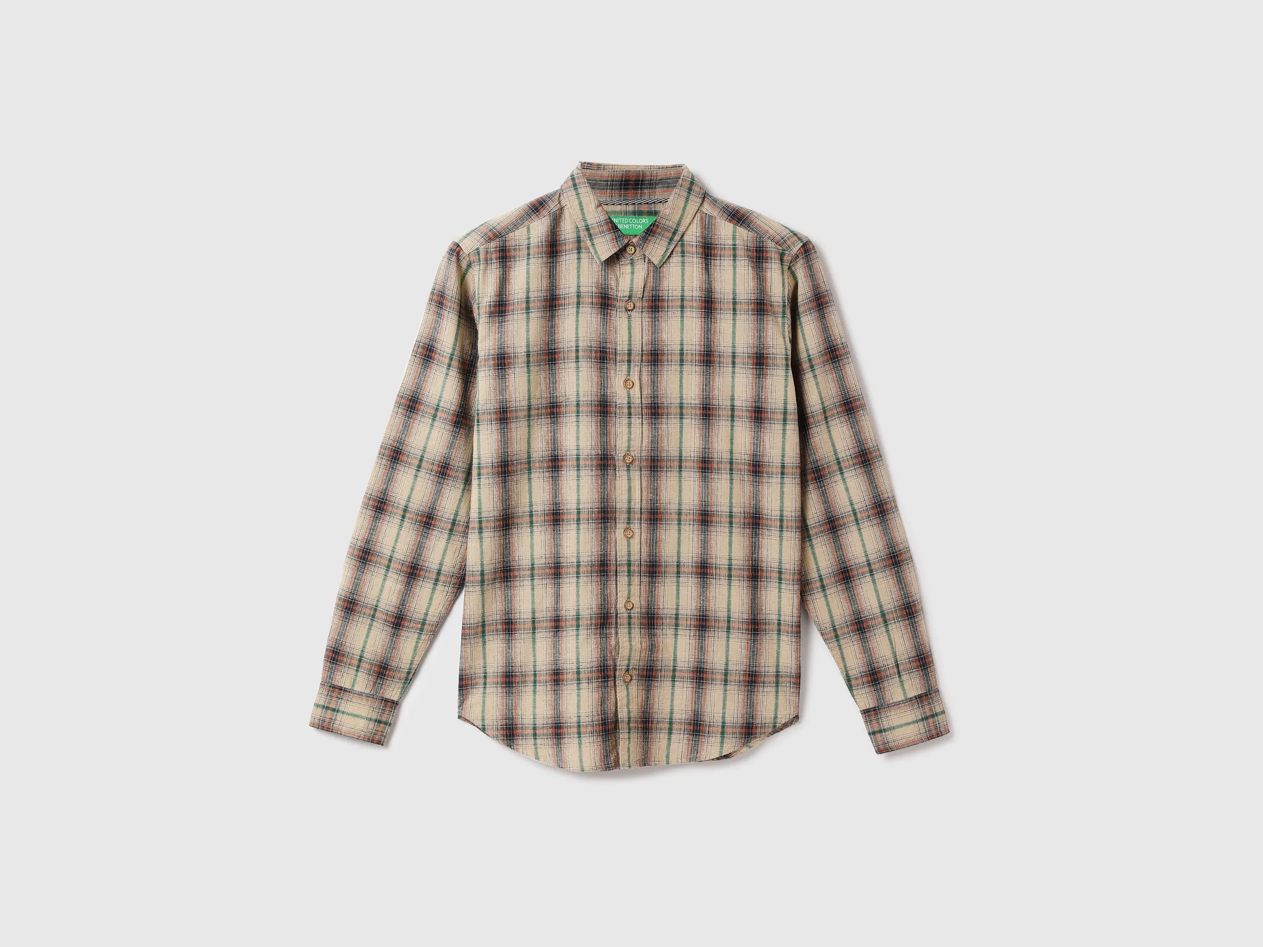 Men Checked Spread Collar Shirt