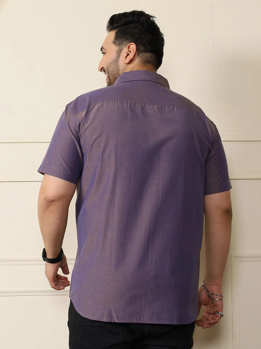 Men Plus Size Bogota-Purple Solid Shirt