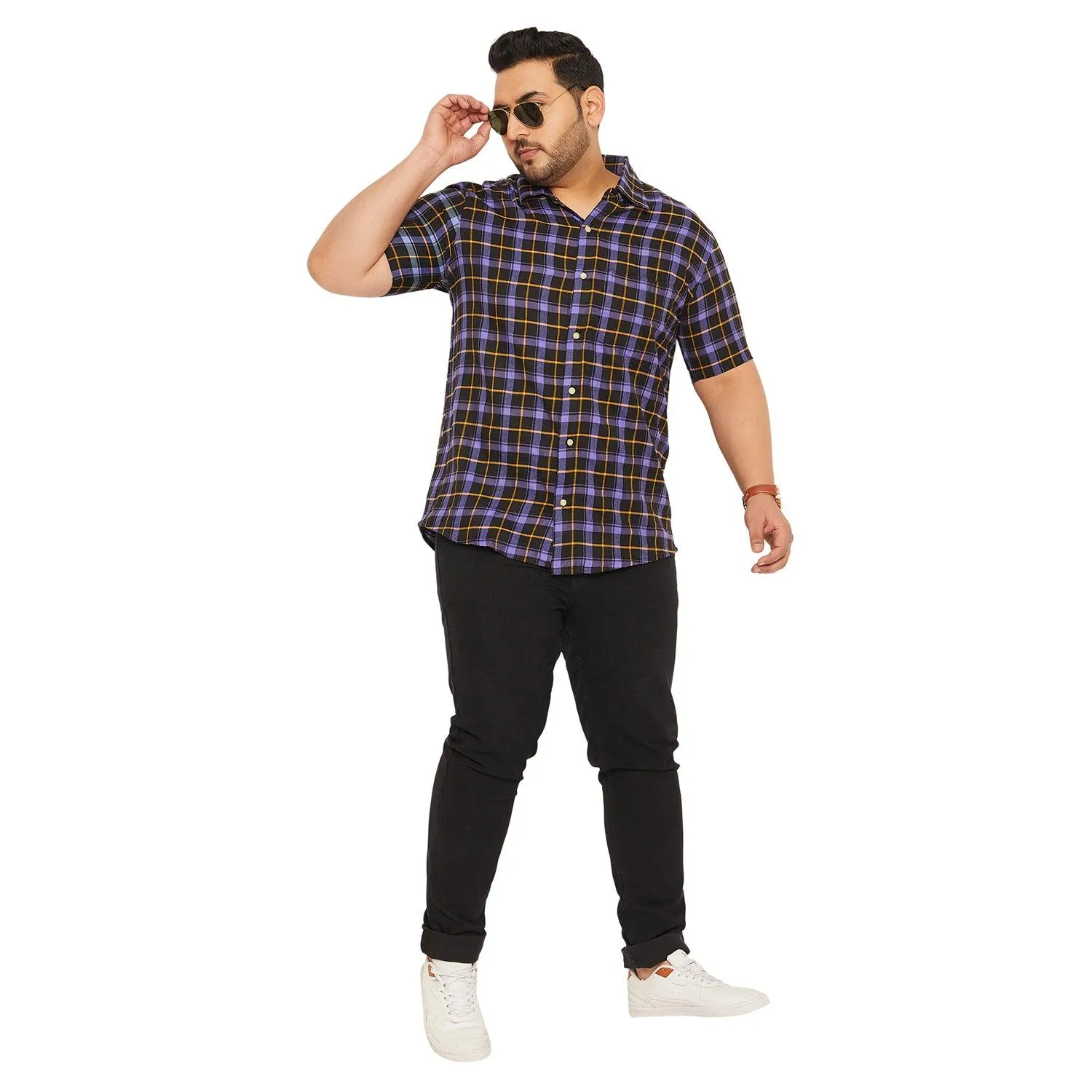 Men Plus Size Cyclotron Check Shirt