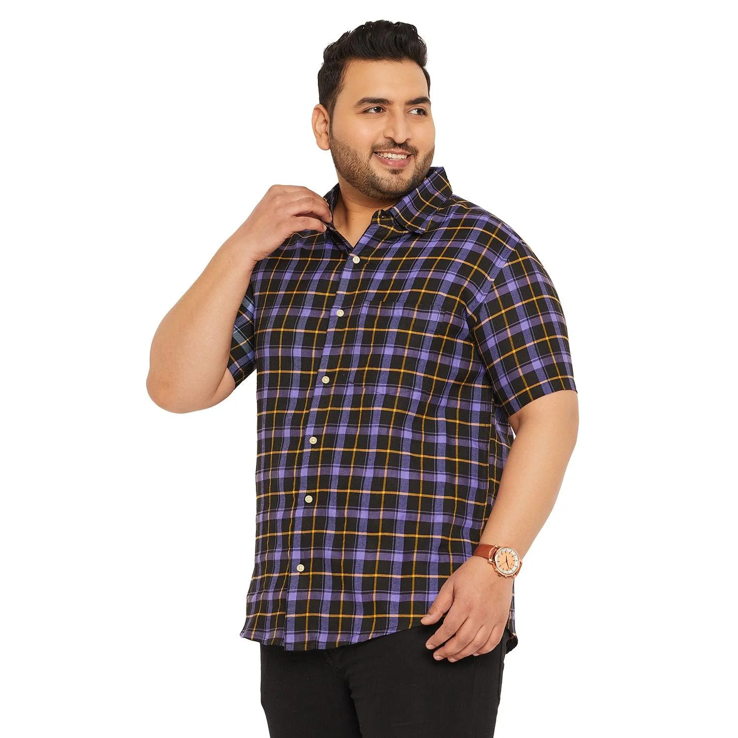 Men Plus Size Cyclotron Check Shirt