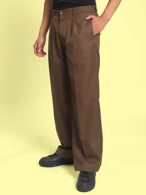 Men Relaxed Dark Khaki Trousers