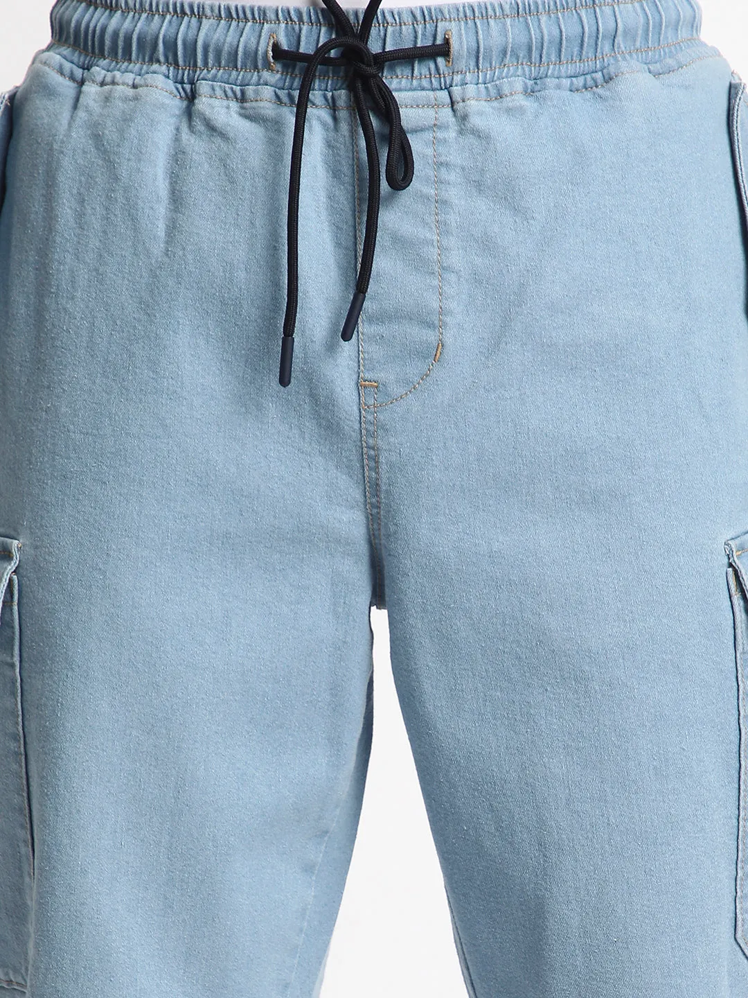 Men Relaxed Light Blue Trousers