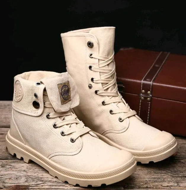 Men's Canvas High Top Fashion Boots Up To Size 11