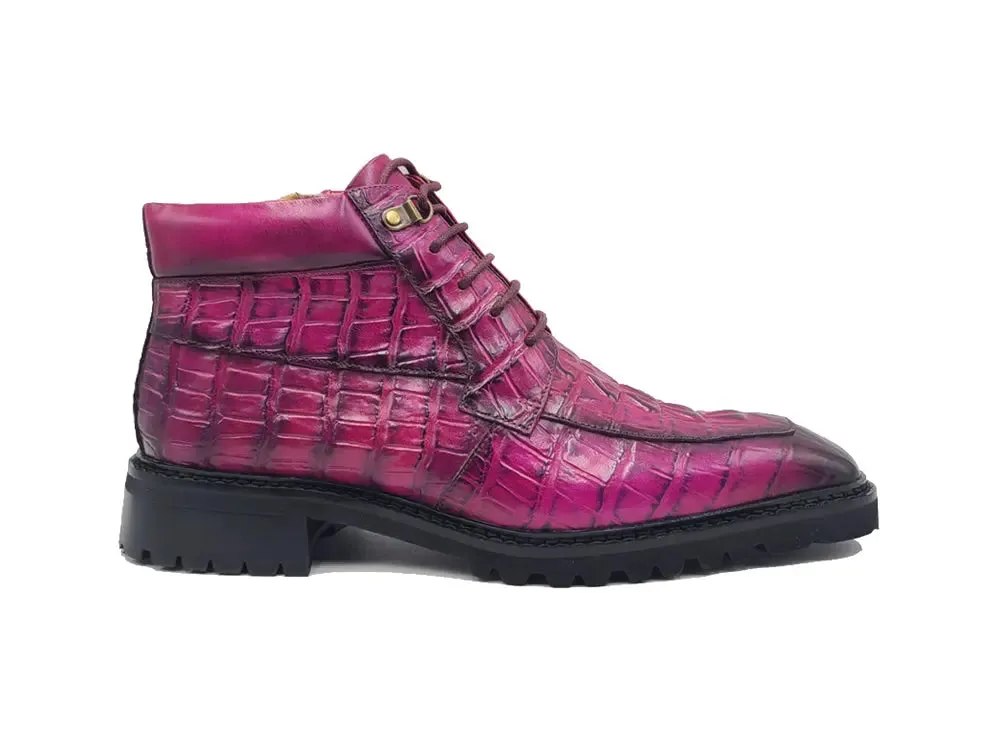 Men's Lace-up Boots Alligator Embossed