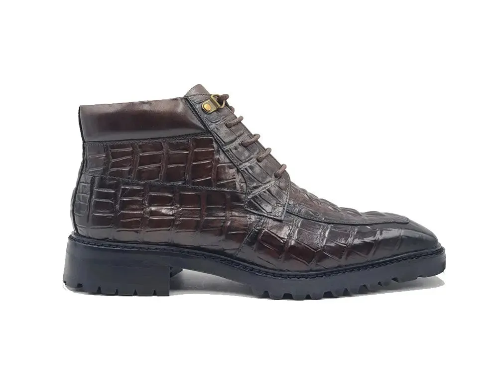 Men's Lace-up Boots Alligator Embossed