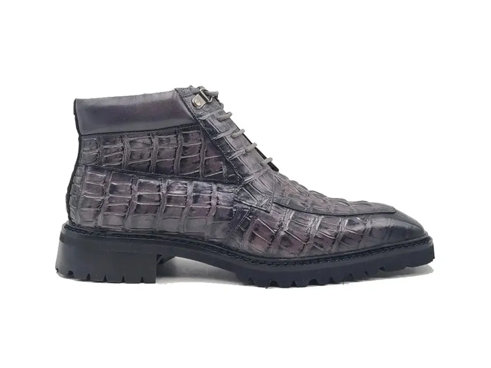 Men's Lace-up Boots Alligator Embossed