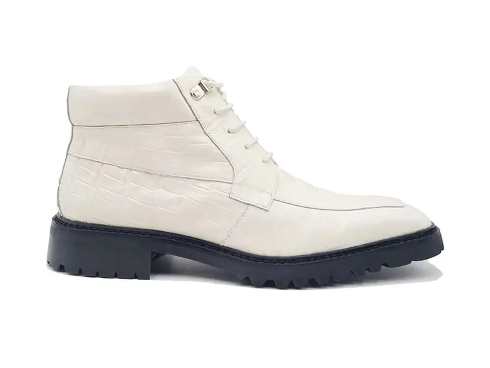 Men's Lace-up Boots Alligator Embossed