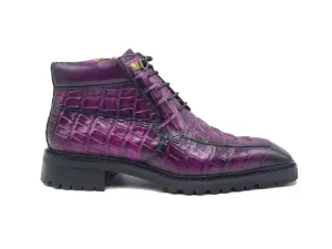 Men's Lace-up Boots Alligator Embossed