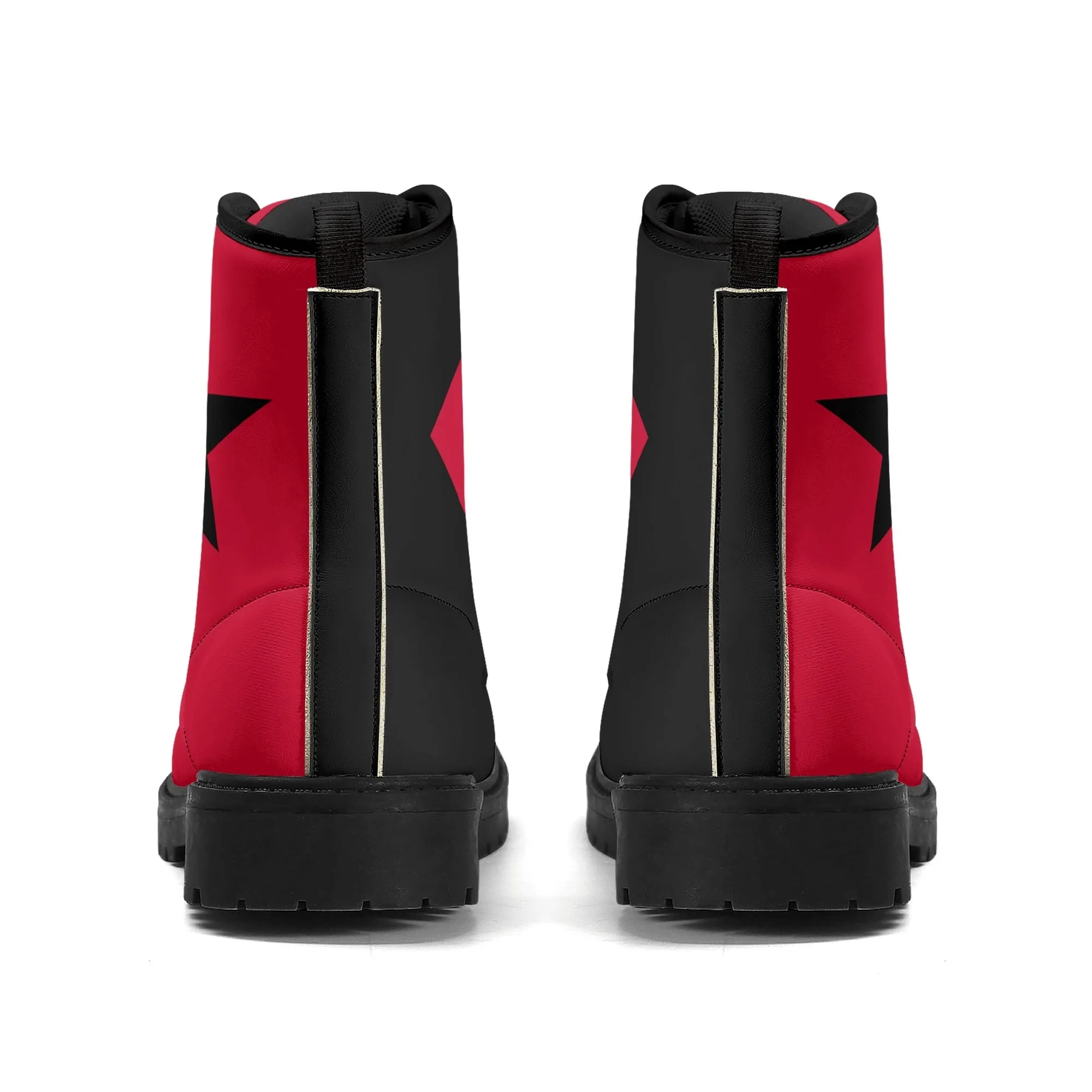 Mens Red Harley Half and Half Vegan Boots, Star Diamond