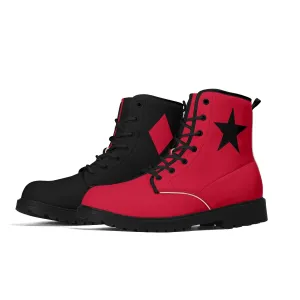 Mens Red Harley Half and Half Vegan Boots, Star Diamond