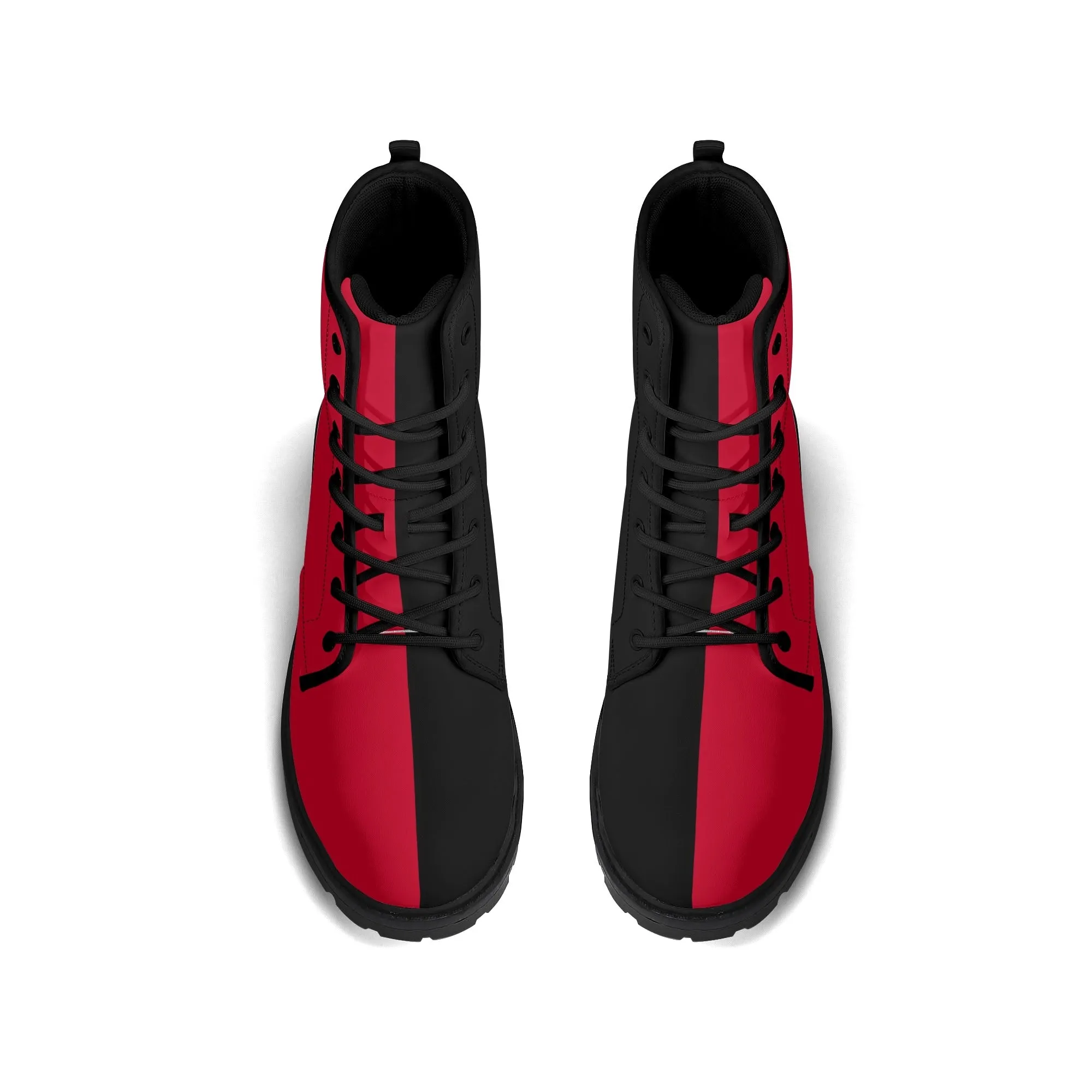 Mens Red Harley Half and Half Vegan Boots, Star Diamond