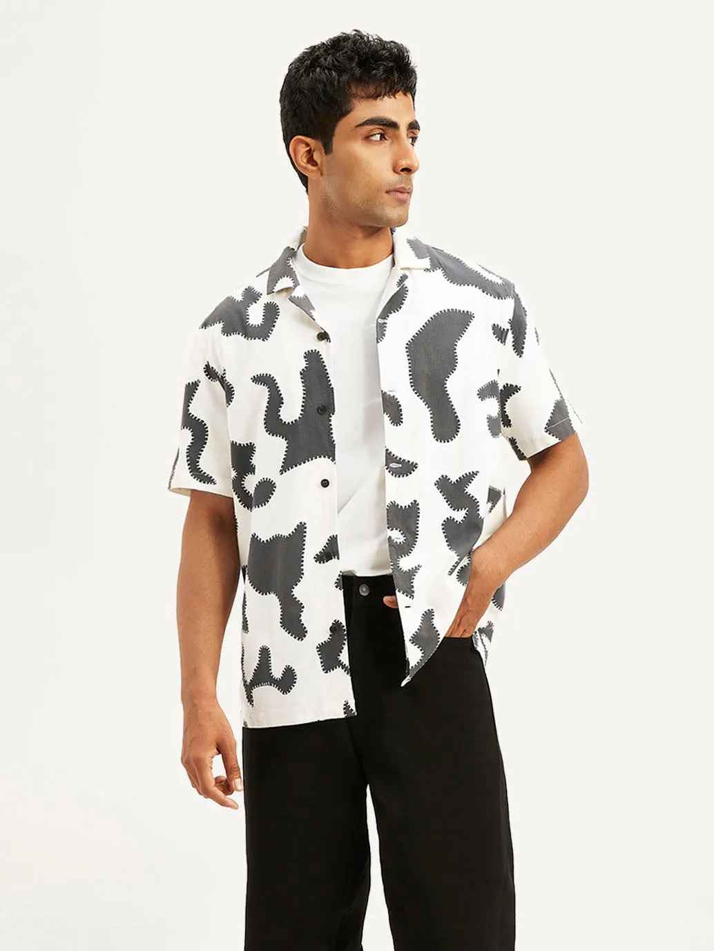 Men's Resort Collar Abstract Relaxed Fit Shirt