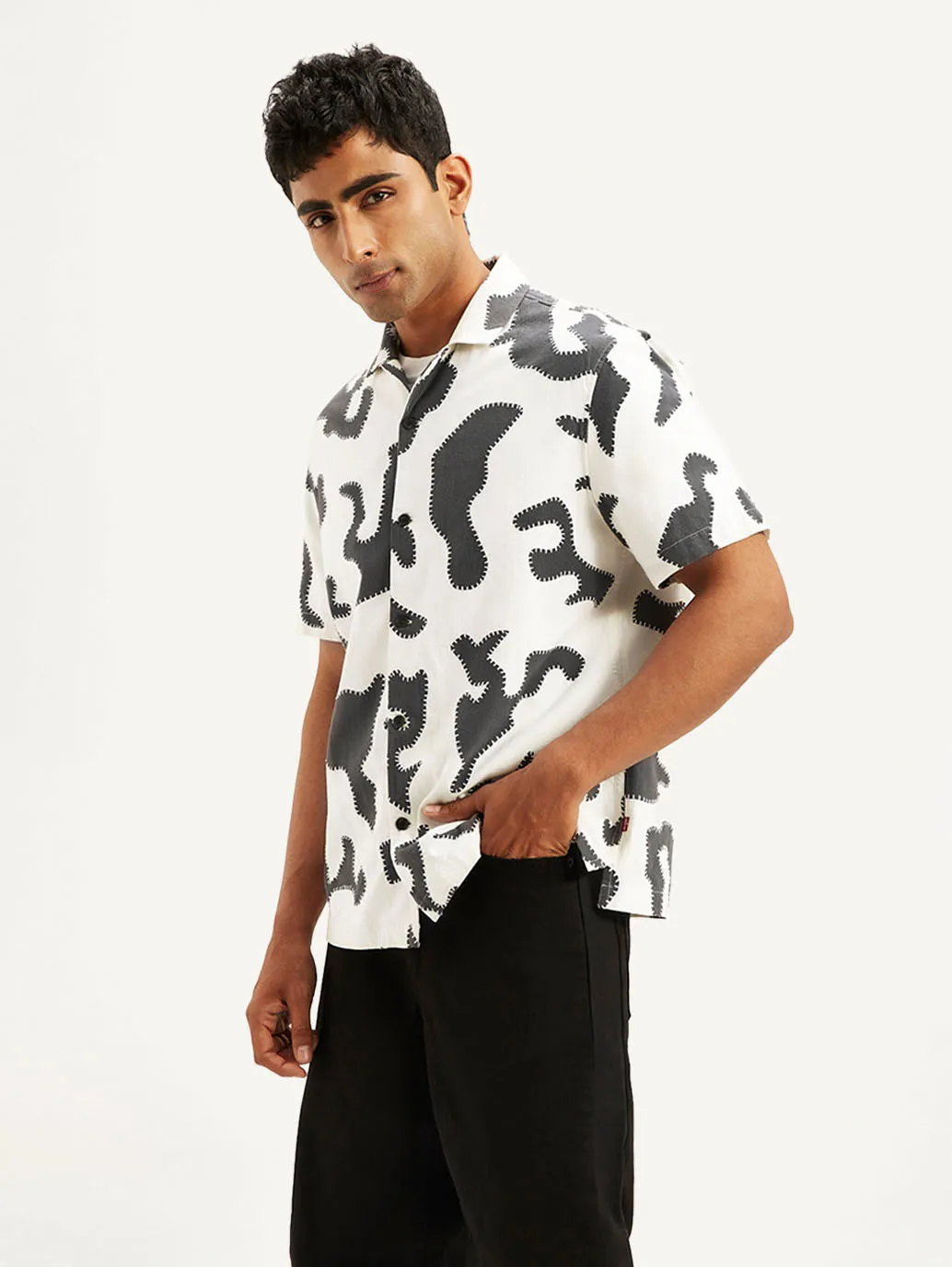 Men's Resort Collar Abstract Relaxed Fit Shirt