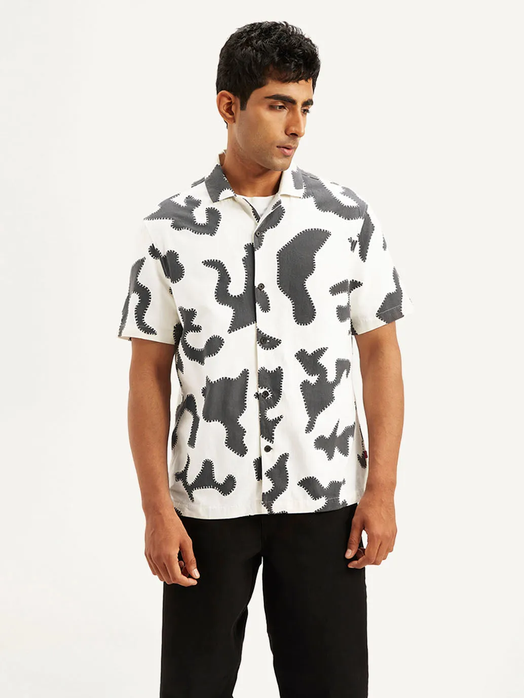 Men's Resort Collar Abstract Relaxed Fit Shirt