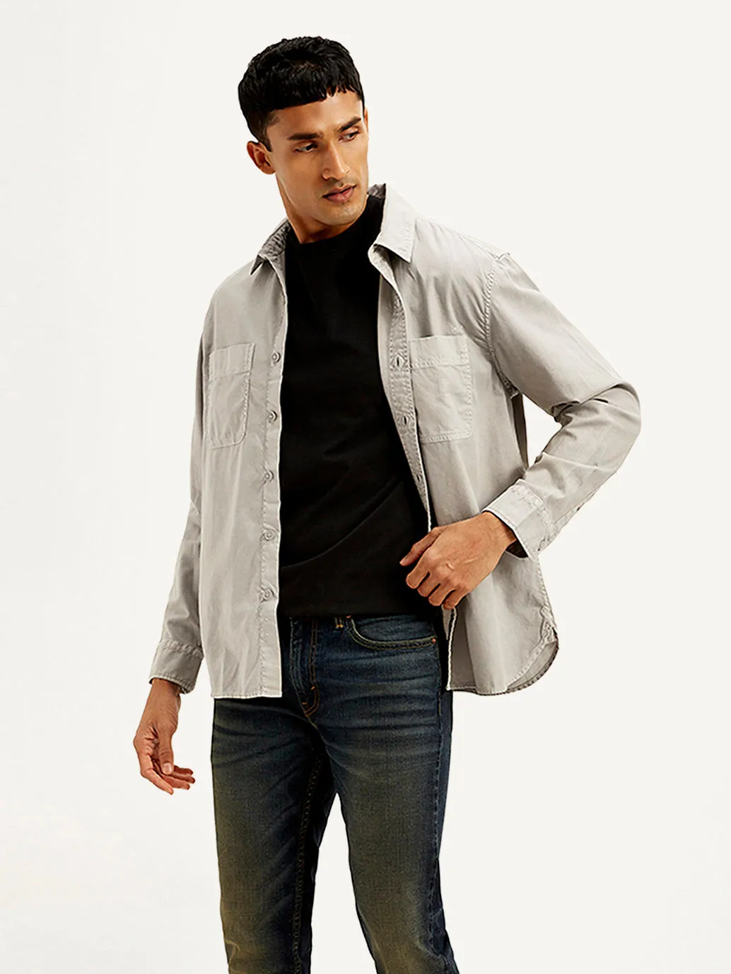 Men's Solid Overdyed Relaxed Fit Shirt