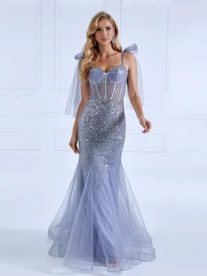 Mermaid Sweetheart Floor Length Sequins Prom Dresses #18082