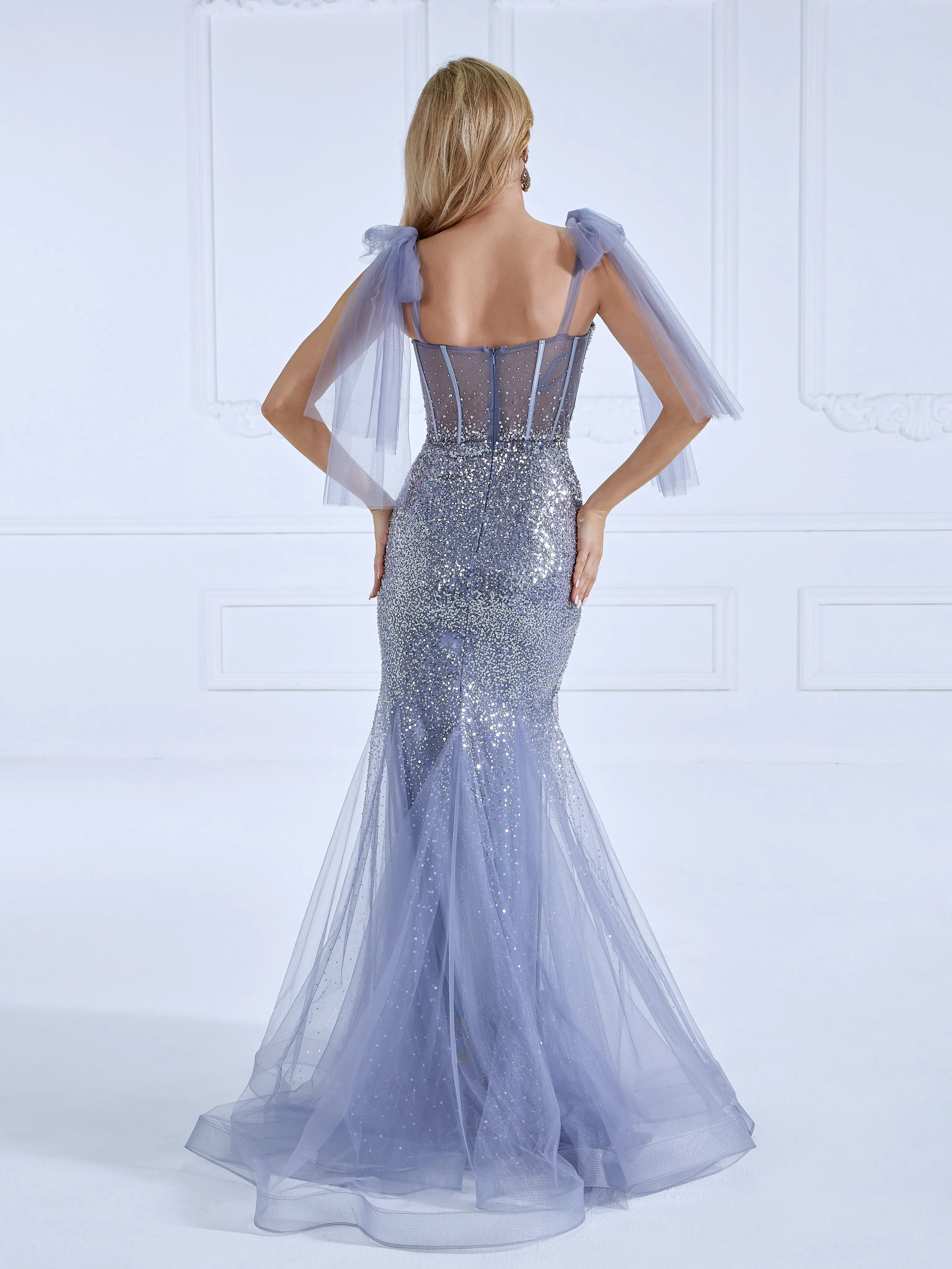 Mermaid Sweetheart Floor Length Sequins Prom Dresses #18082