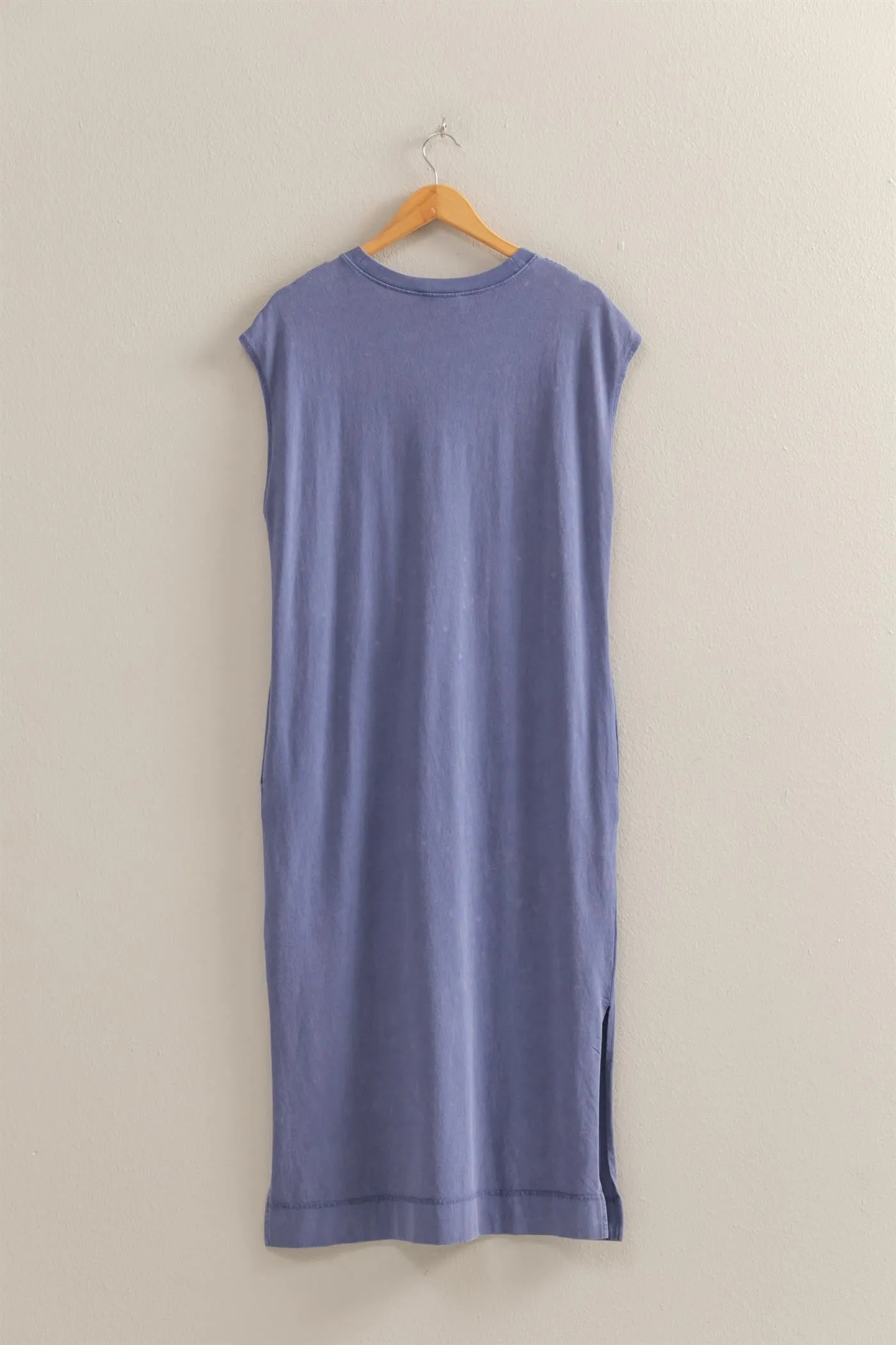 Midi T-Shirt Dress in Dusty Indigo