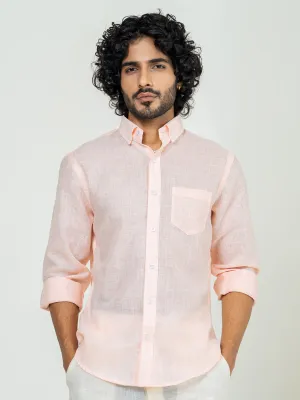 Millennial pink Linen blend full sleeves shirt