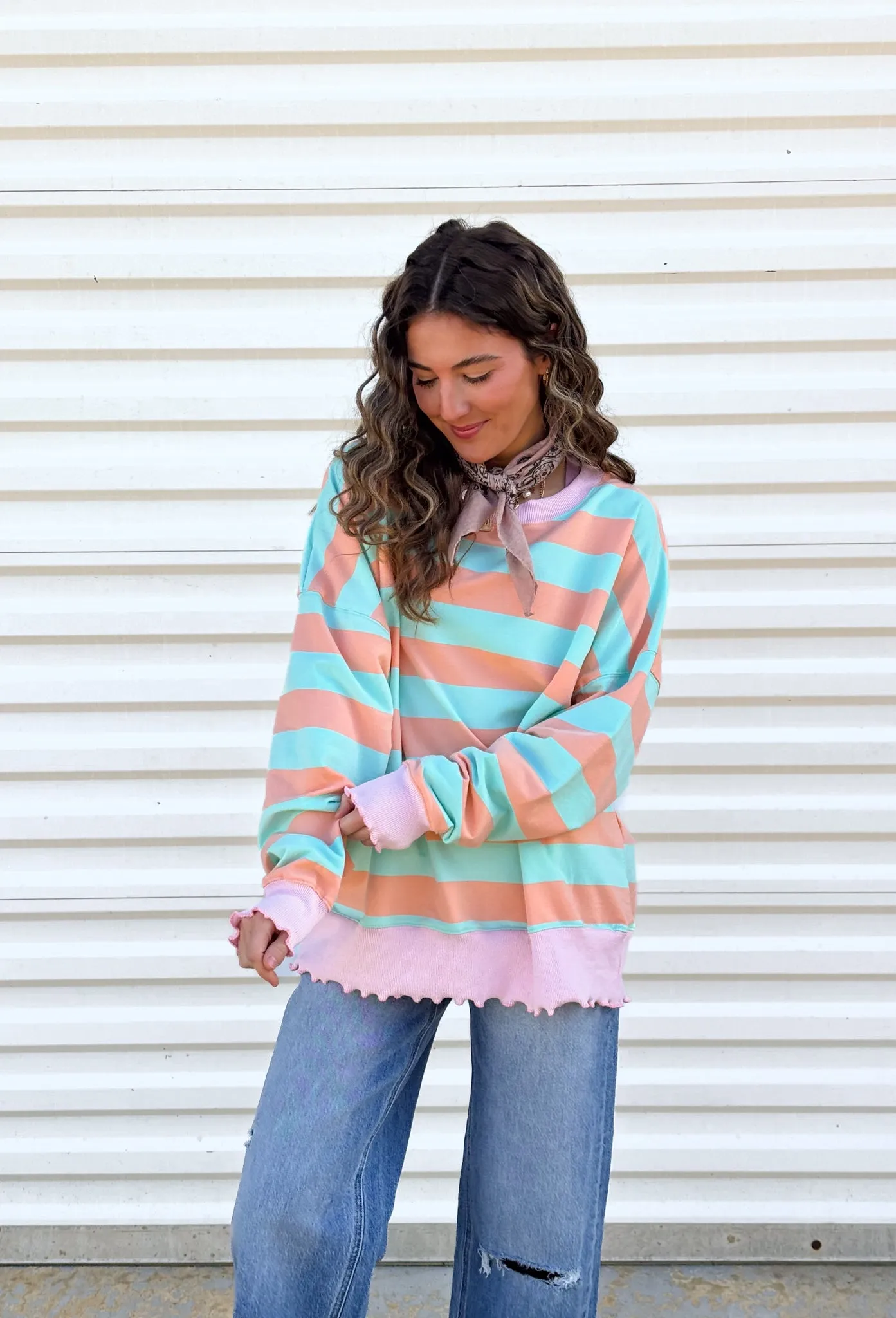 Mint to Be Striped Pullover