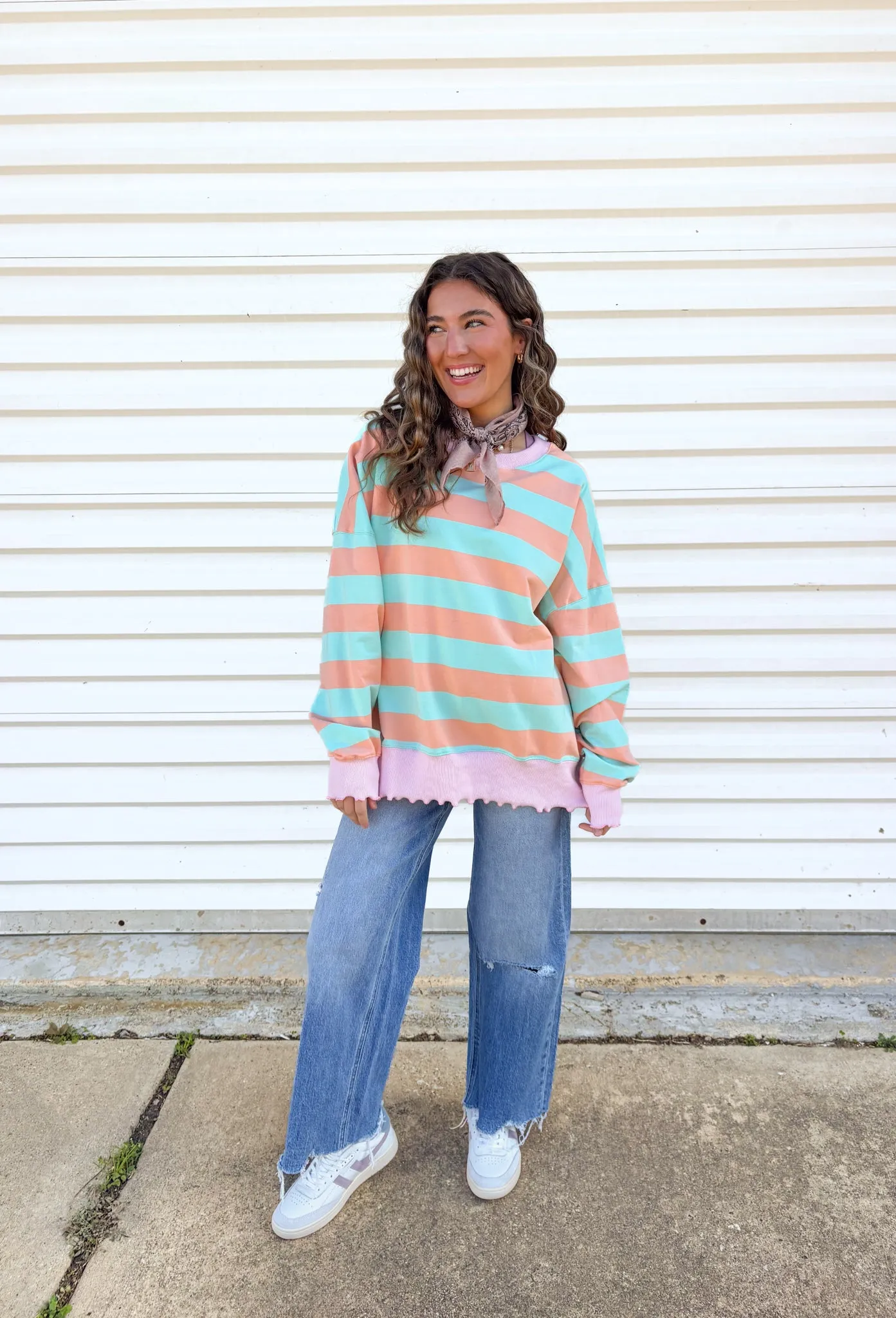 Mint to Be Striped Pullover