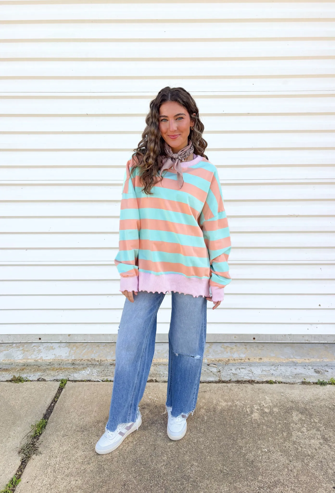 Mint to Be Striped Pullover