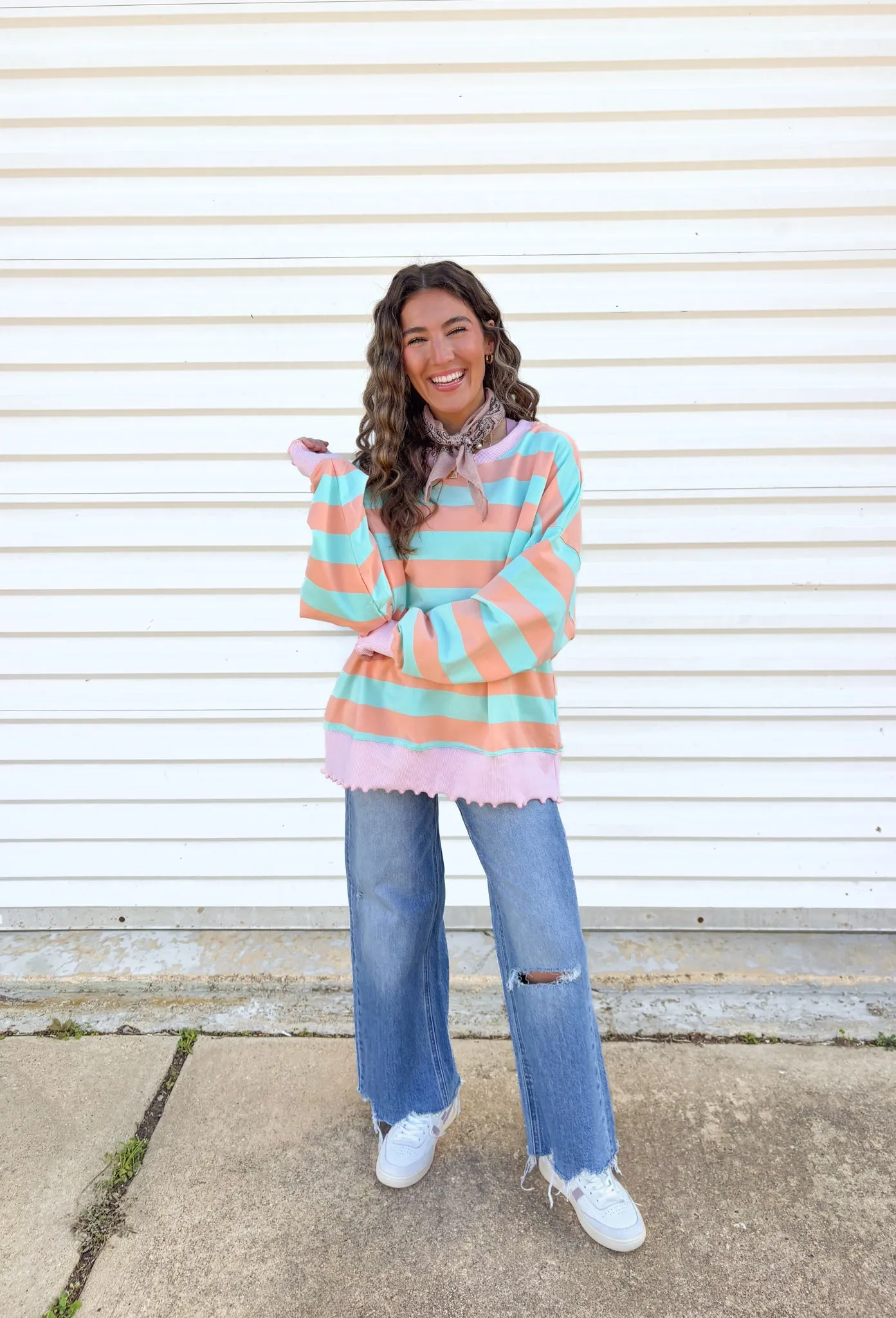 Mint to Be Striped Pullover