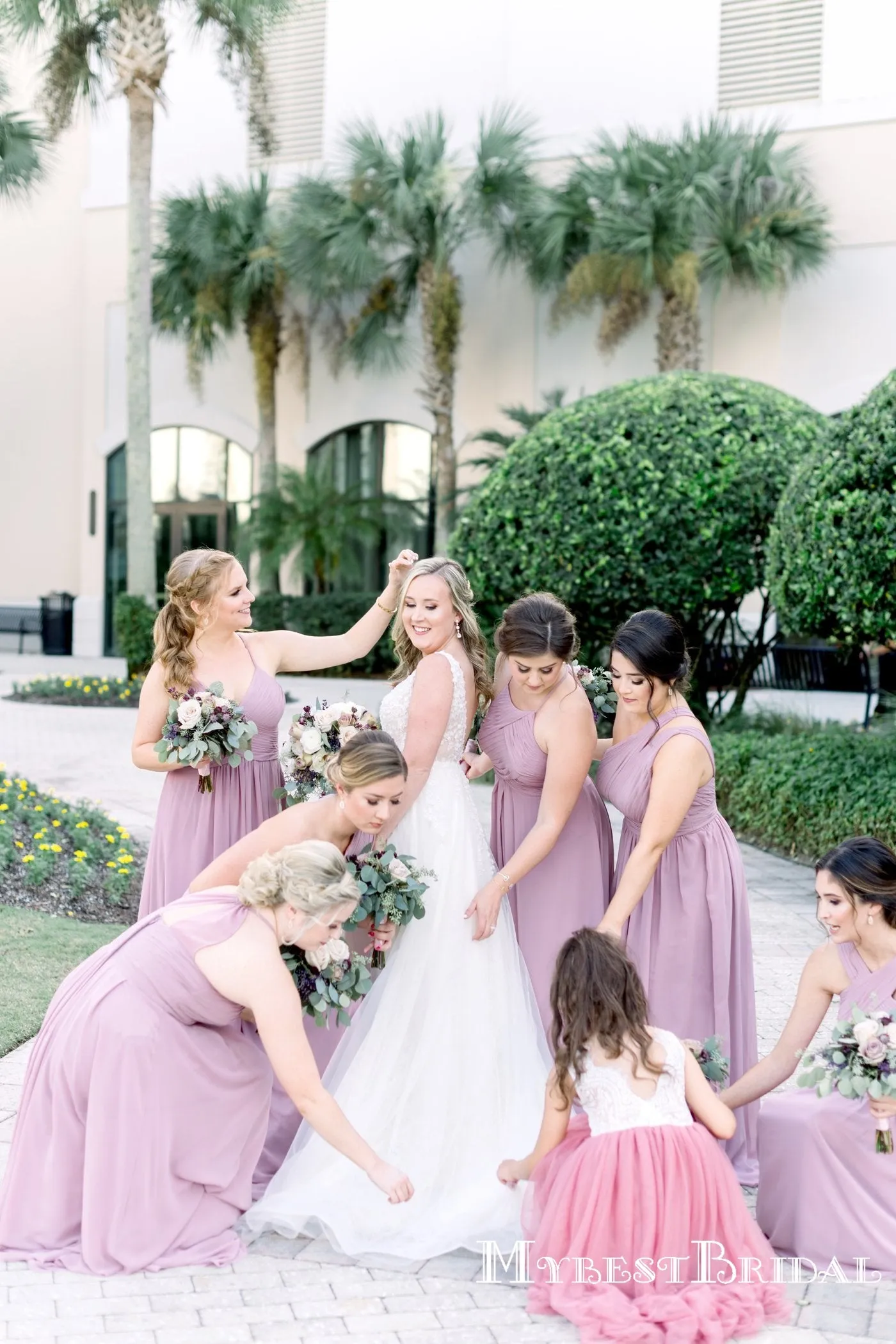 Mismatched Dusty Purple Chiffon A-line Long Cheap Bridesmaid Dresses, BDS0090