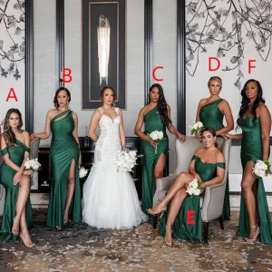 Mismatched Emerald Green Mermaid Long Bridesmaid Dresses,BDS0178