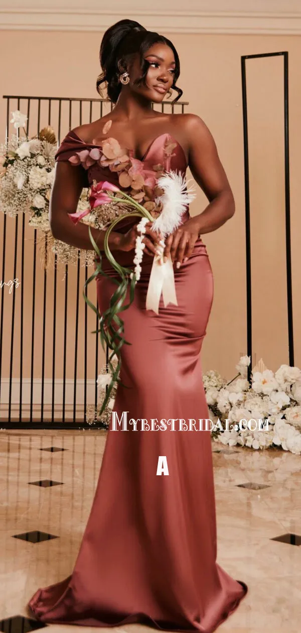 Mismatched Mermaid Soft Satin Simple Long Bridesmaid Dresses, BDS0161