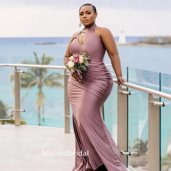 Mismatched Off-shoulder V-neck Mermaid Floor-length Elegant Simple Long Bridesmaid Dresses, BDS0258