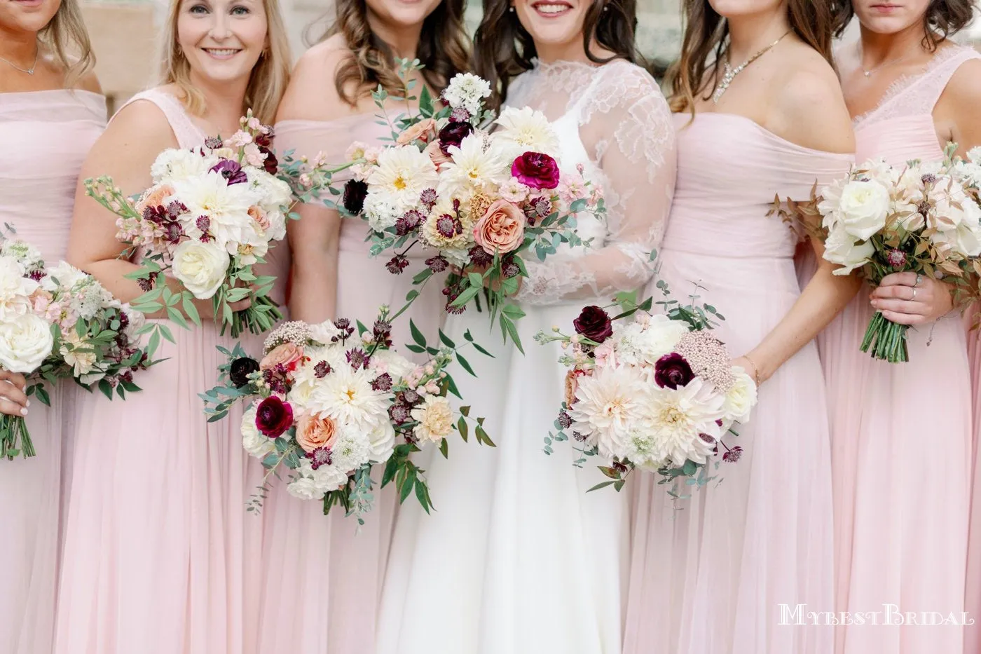 Mismatched Simple Pink Chiffon A-line Long Cheap Bridesmaid Dresses, BDS0077