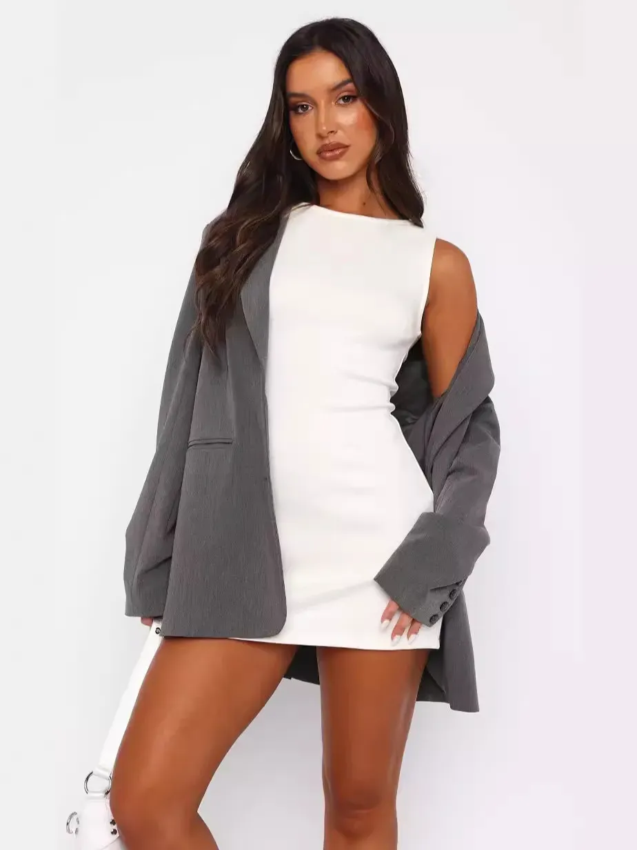 Monique Sleeveless Fitted High-Neck Mini Dress