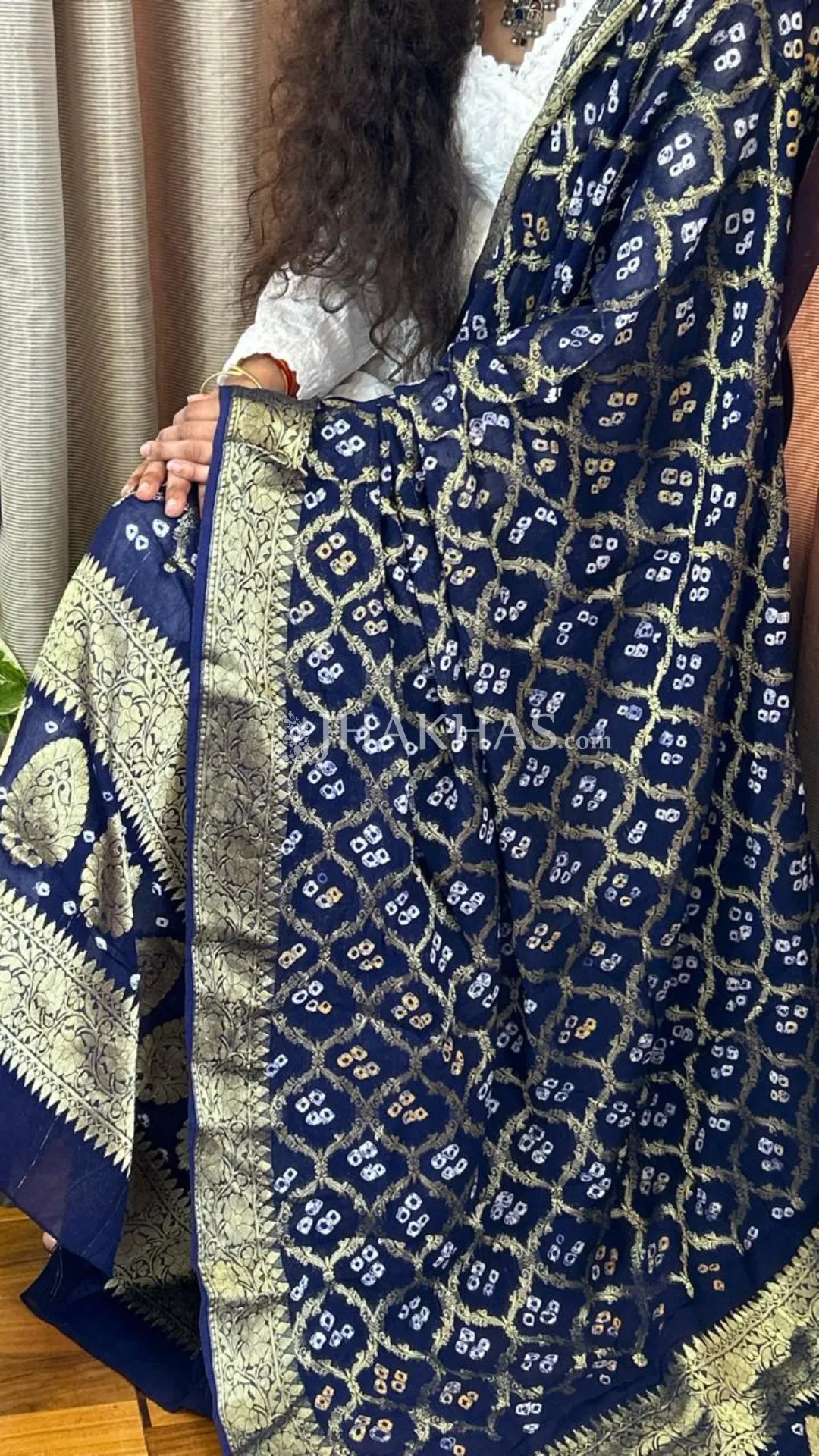 Navy Blue Banarasi Gharchola Georgette Dupatta