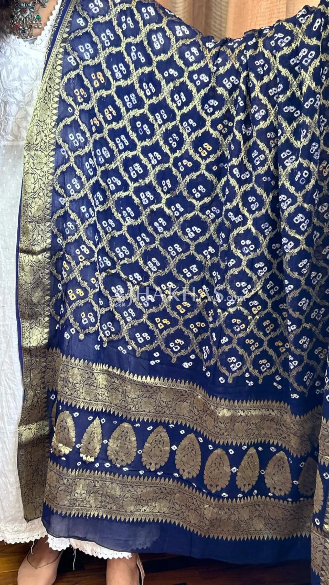 Navy Blue Banarasi Gharchola Georgette Dupatta