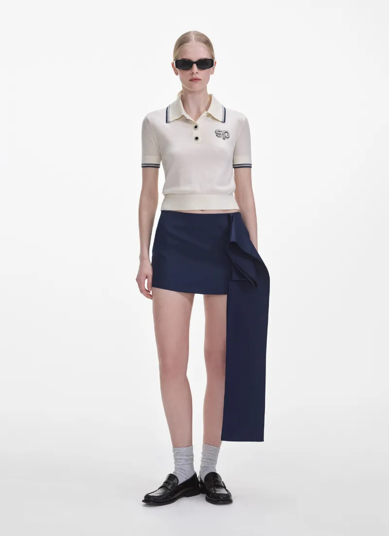 Navy Nylon Mini Skirt
