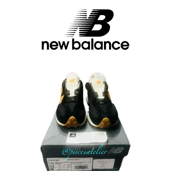 New Balance 327 Kids Sneakers - Black and Madras Orange PS327HN1, Kids Size 12