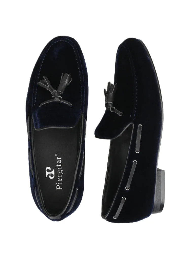 New imported velvet gentleman British yuppie shoes trendy leather tassel loafers large size smoking shoes loafers