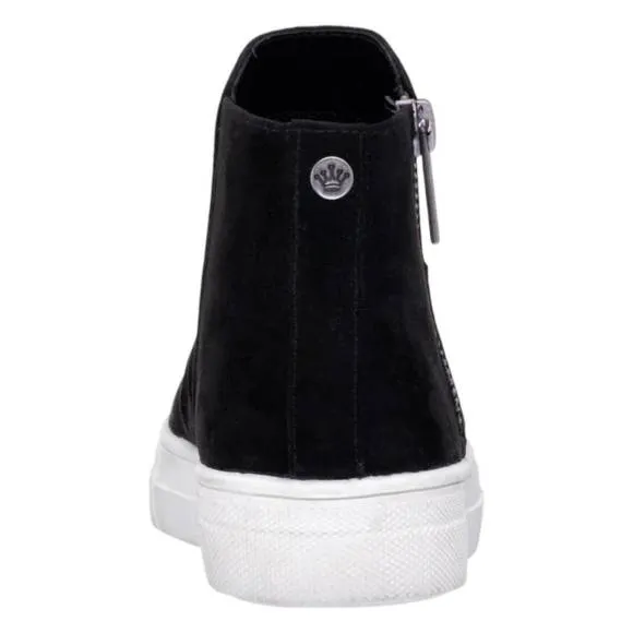 NEW NINA girl's amanda high-top sneakers in black microsuede
