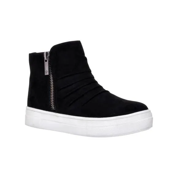 NEW NINA girl's amanda high-top sneakers in black microsuede